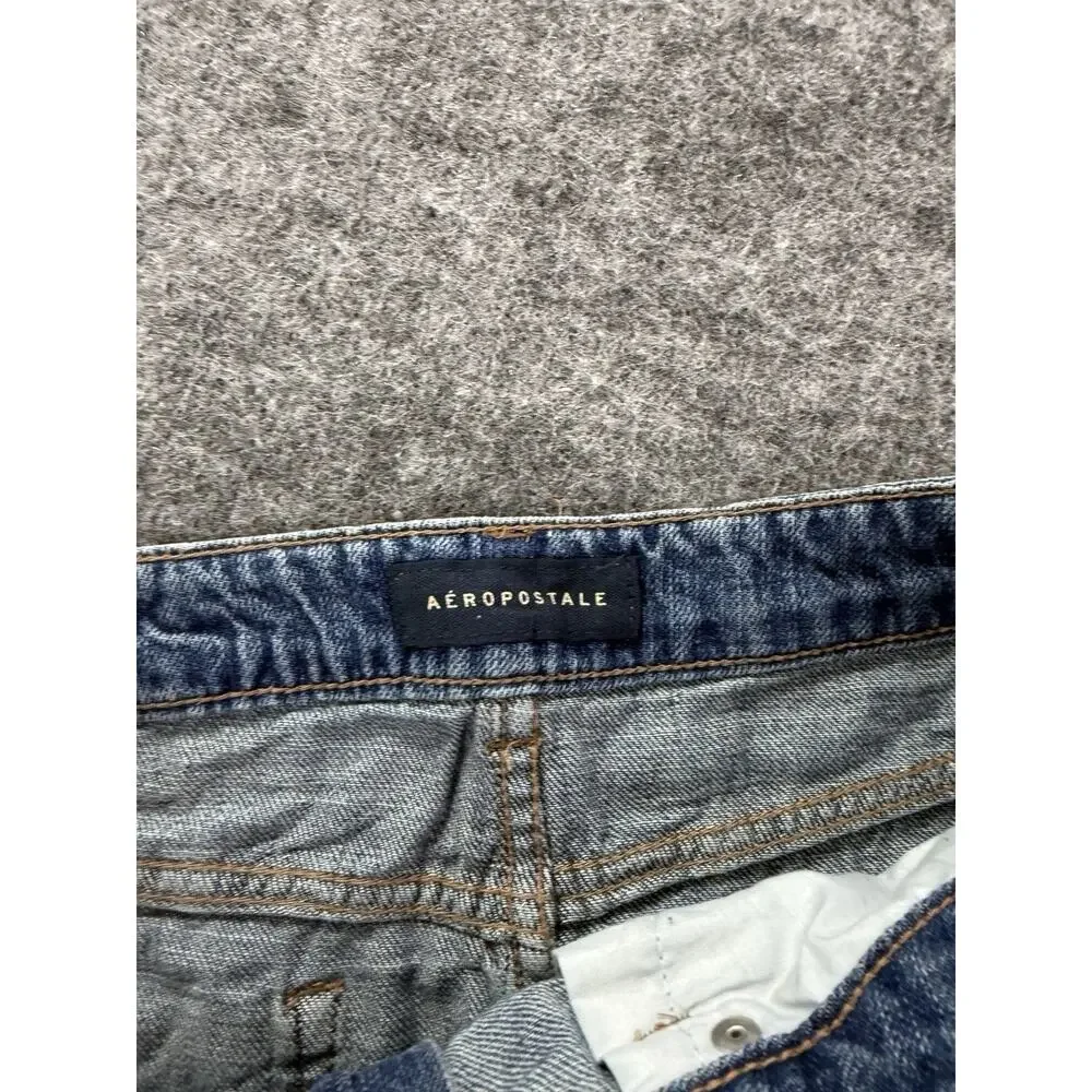 Aeropostale Denim Skirt Womens 8 Blue Micro Mini Ripped Casual Summer N90